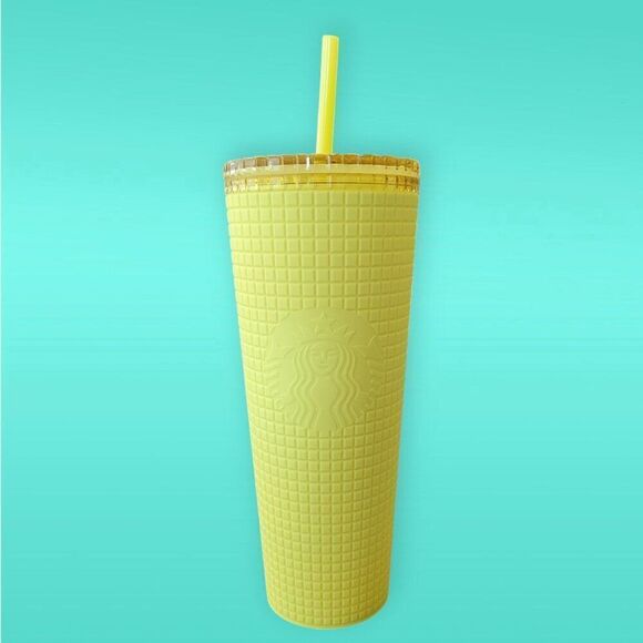 Starbucks 2023 Yellow Grid Matte Tumbler 24 Oz - Picture 1 of 6